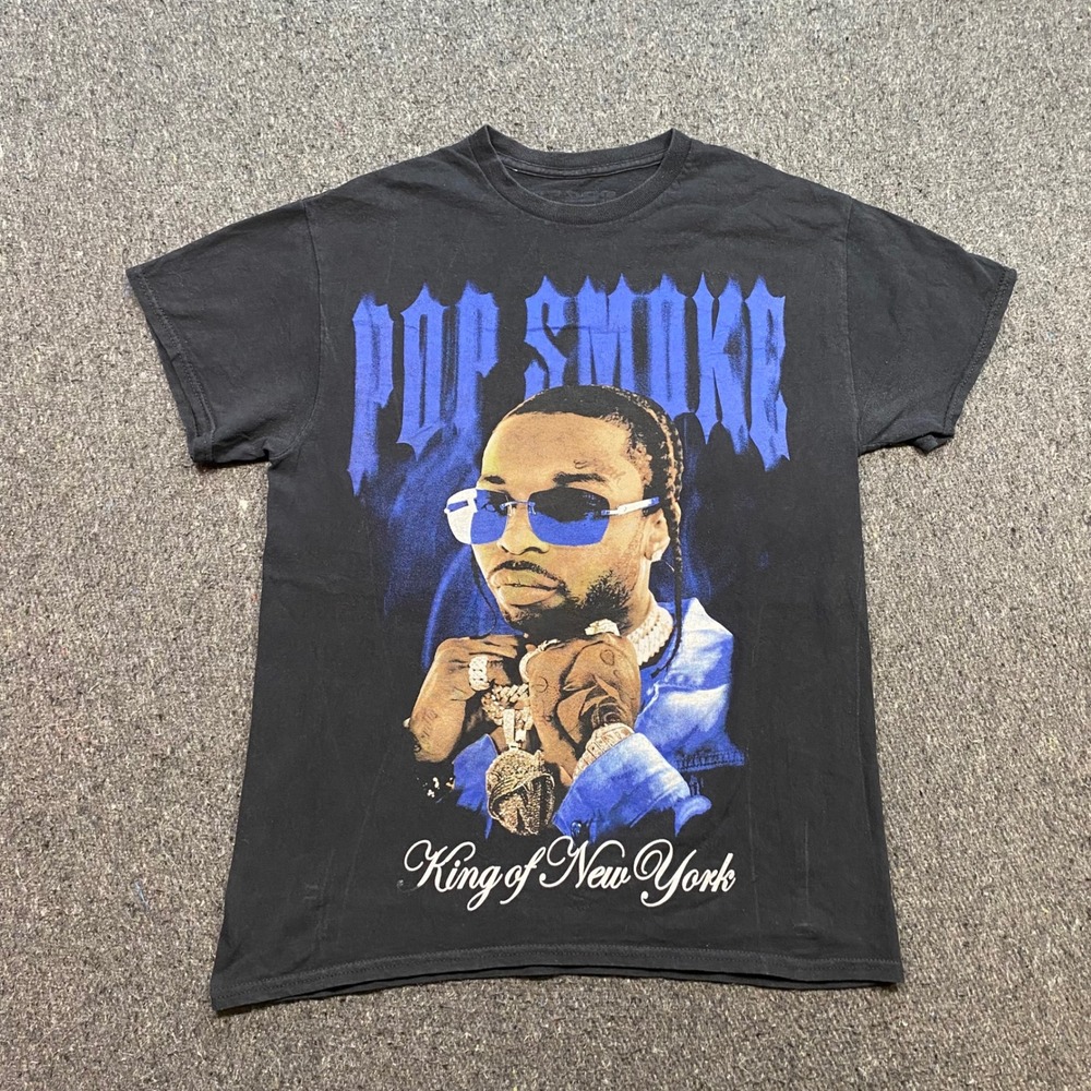 Pop Smoke King of New York TShirt Sz M Mens Black Streetwear Hip Hop Graphic Tee